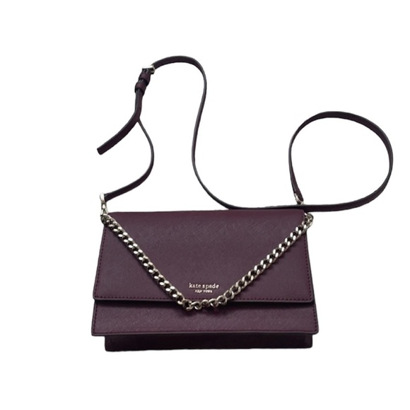 Kate Spade Maroon Crossbody Bag with Gold Chain Strap - Picture 1 of 10